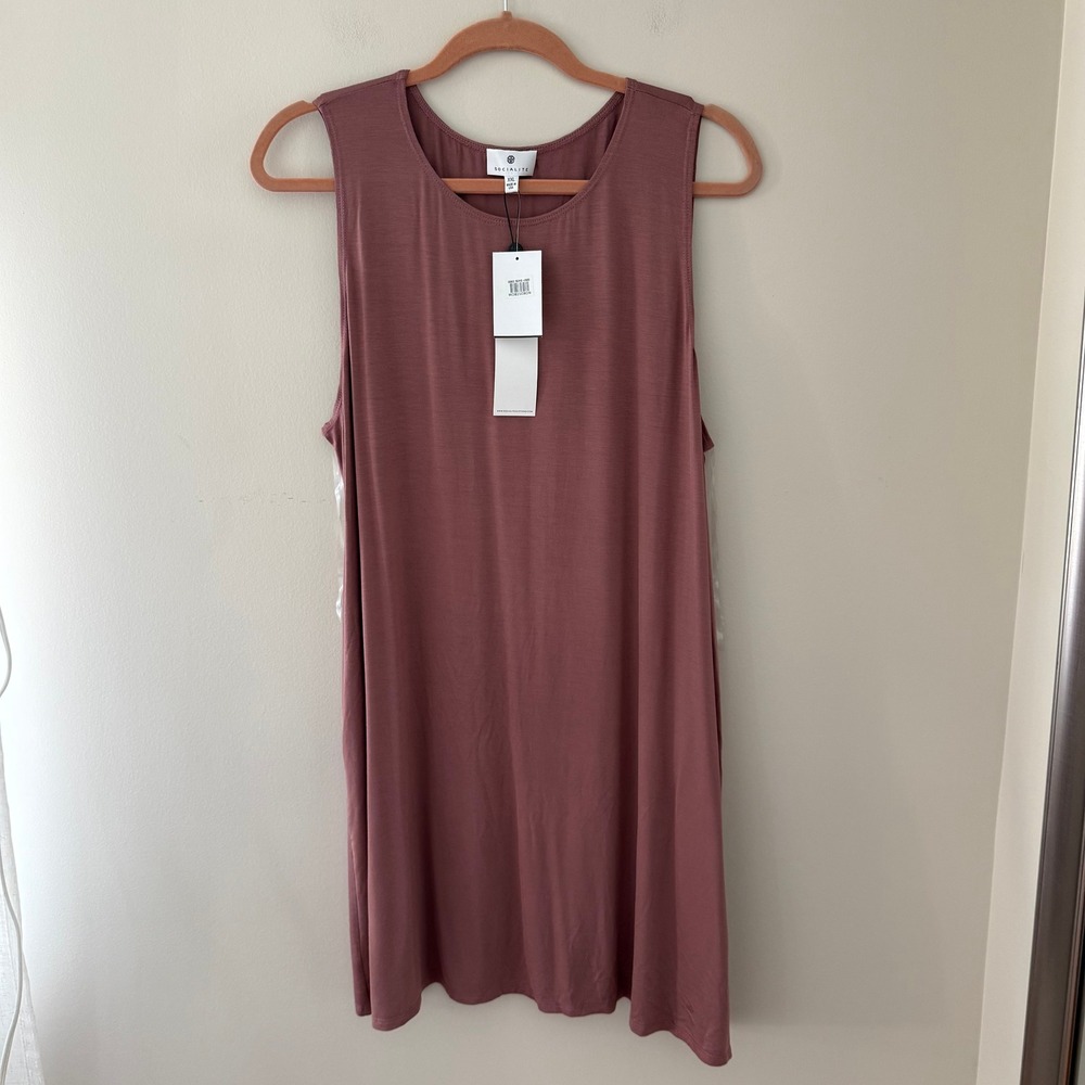Socialite Mauve Sleeveless Shift Dress XXL New With Tags Made in USA Rayon Blend